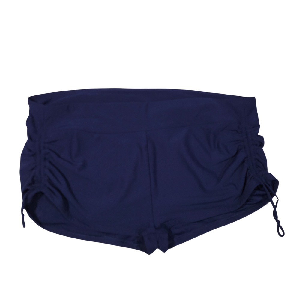 CALIA Mid-Rise Shortie Ruched Swim Shorts Women XXL (20) Navy Blue Boy Short UPF